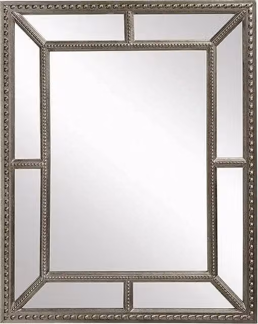 Perch & Parrow Allure Classic Rectangular Wall Mirror in Grey and Silver