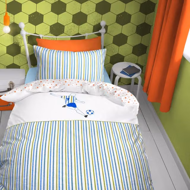 Intimates Luxury Football Cotton Duvet Cover and Pillowcase Set for Children, Multicolour