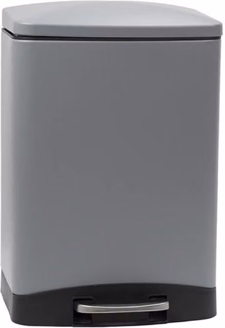 CALITEK 12 Litre Pedal Waste Bin with Soft Close Lid and Removable Inner Bucket, Grey