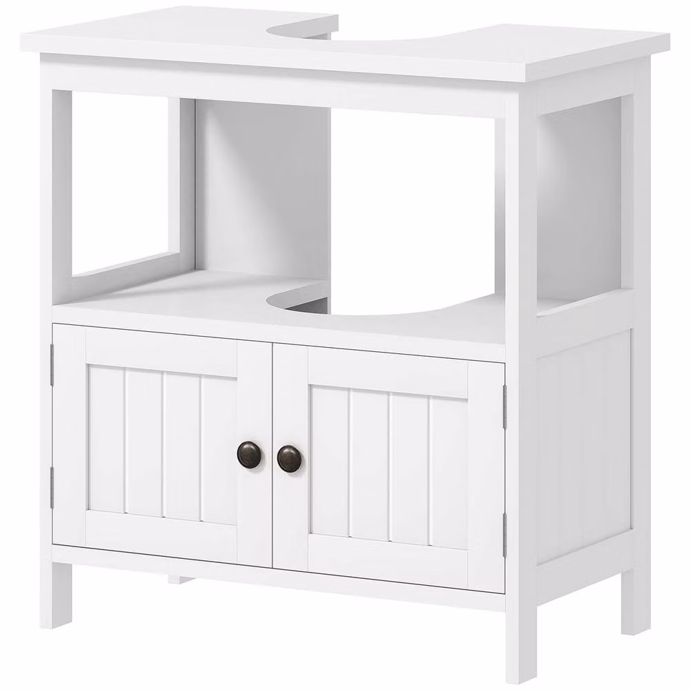 STILVORA White Under Sink Bathroom Cabinet with Hinged Double Doors and Internal Shelves – 2