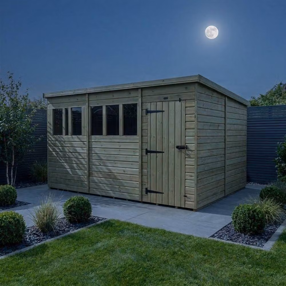 Buttercup Farm Brown Timber Pent Garden Shed with Single Door and Windows, W/D/H: 518.2 x 305.0 x 210.0 cm – 3