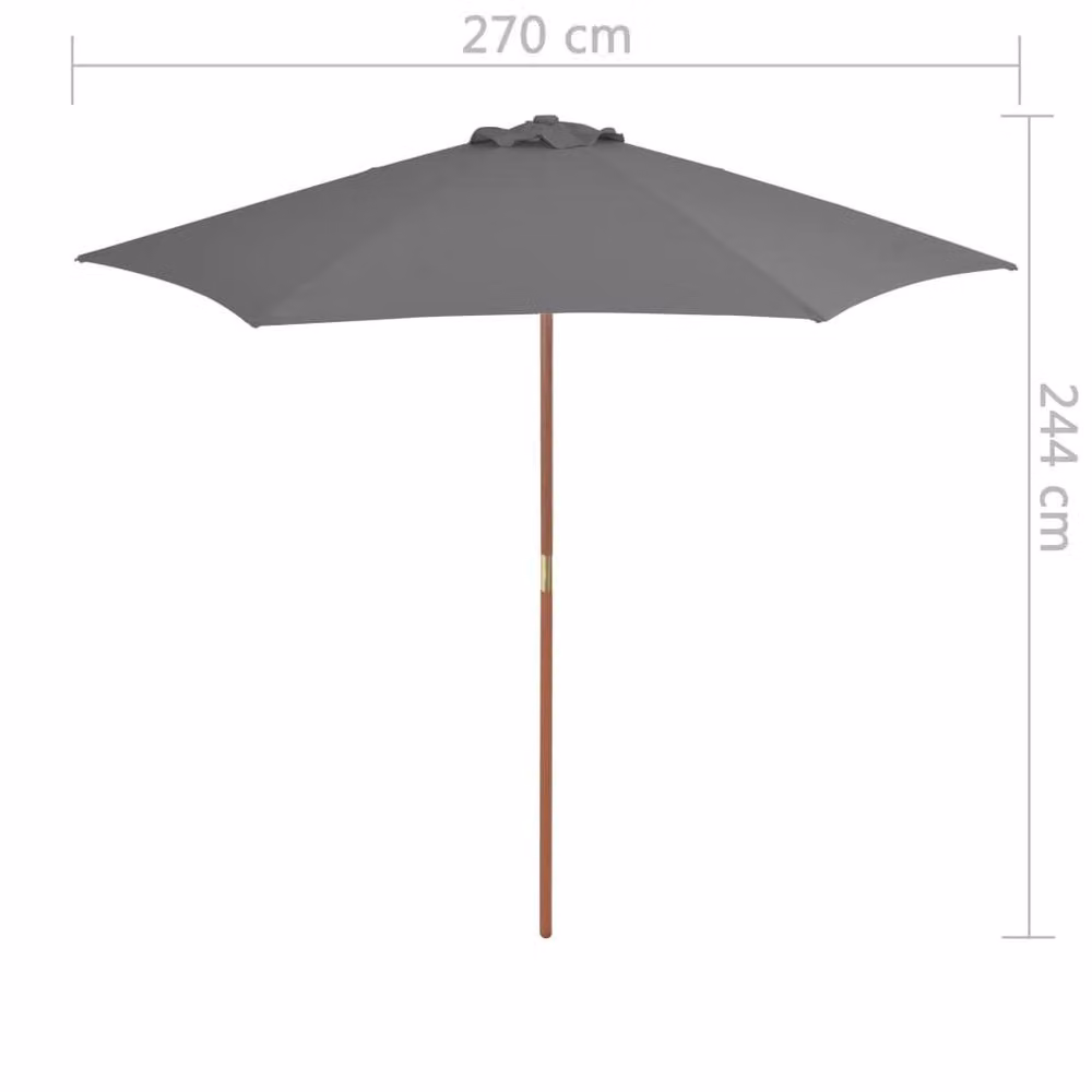 Berkfield Home Outdoor Parasol with Wooden Pole, Anthracite Grey, Diameter: 270 cm