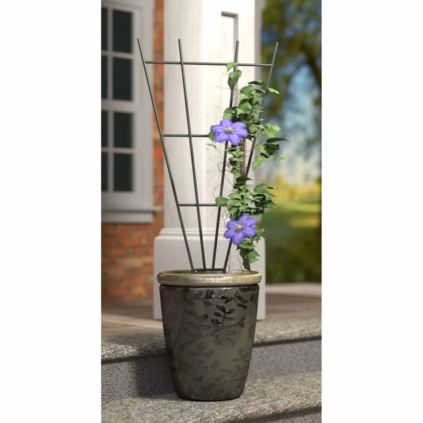 Primrose Green Metal Fan Design Potted Plant Support Trellis, Height: 91 cm – 2