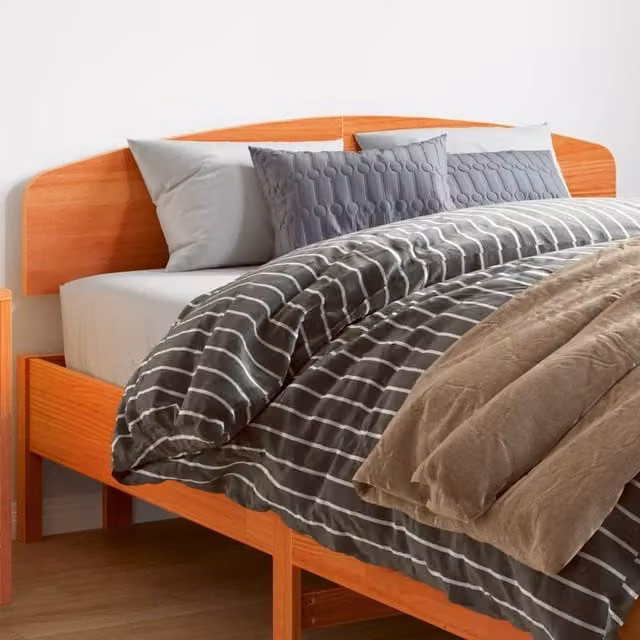 Berkfield Home Rustic Solid Wood Pine Headboard in Waxed Brown, Width: 150 cm
