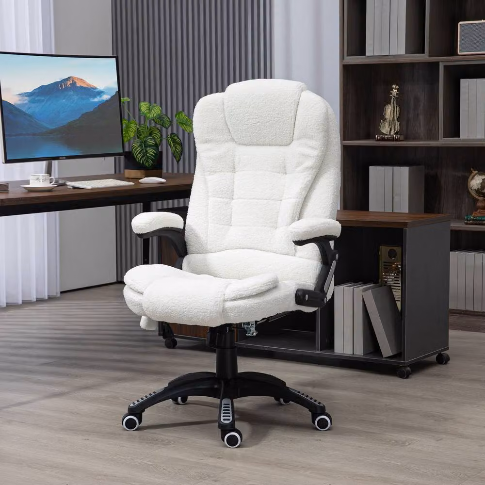 Rolipo 6-Point Massage Boucle Office Chair in White – 3