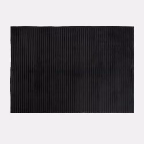 OHS Black Faux Fur Ribbed Area Rug, Modern Non-Slip Polyester Carpet for Living Room or Bedroom, W/D: 80 x 150 cm – 5