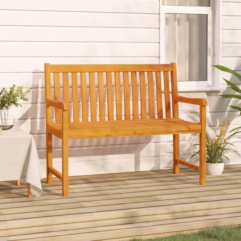 Berkfield Home Classic Garden Bench in Brown Solid Oiled Acacia Wood, Width: 110 cm – 2