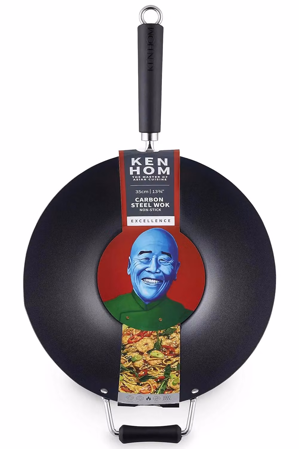 Ken Hom Excellence Non-Stick Carbon Steel Wok, Black, 35 cm – 6
