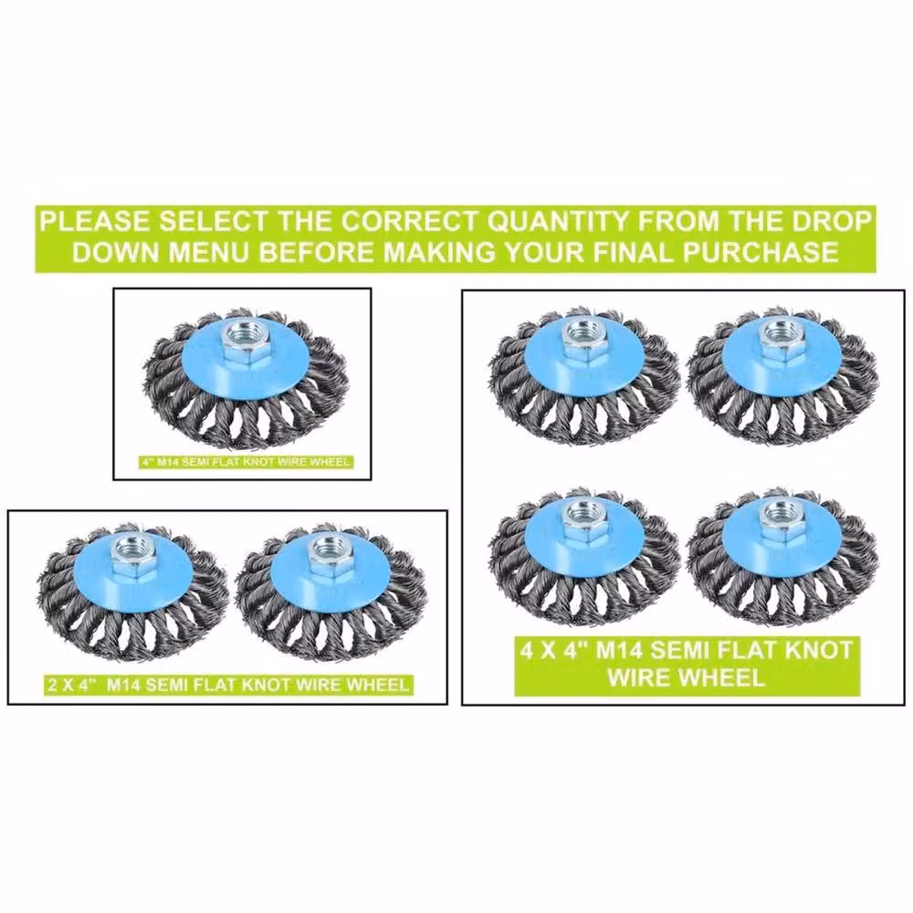 NESTLUNE 4-Piece Blue Twist Knot Wire Brush and Wheel Set for Angle Grinders, 115mm – 4