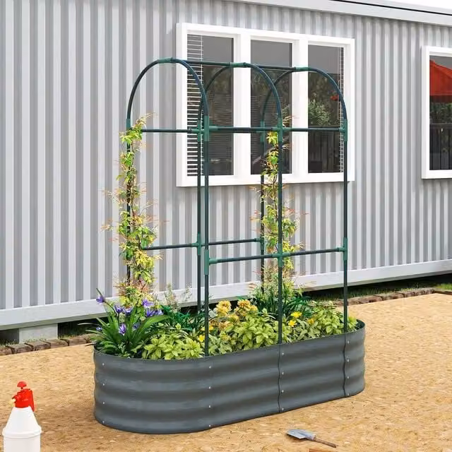 EONLION Grey Galvanised Steel Raised Garden Bed for Vegetables and Herbs, W/D/H: 121.92 x 60.96 x 140.2 cm – 1
