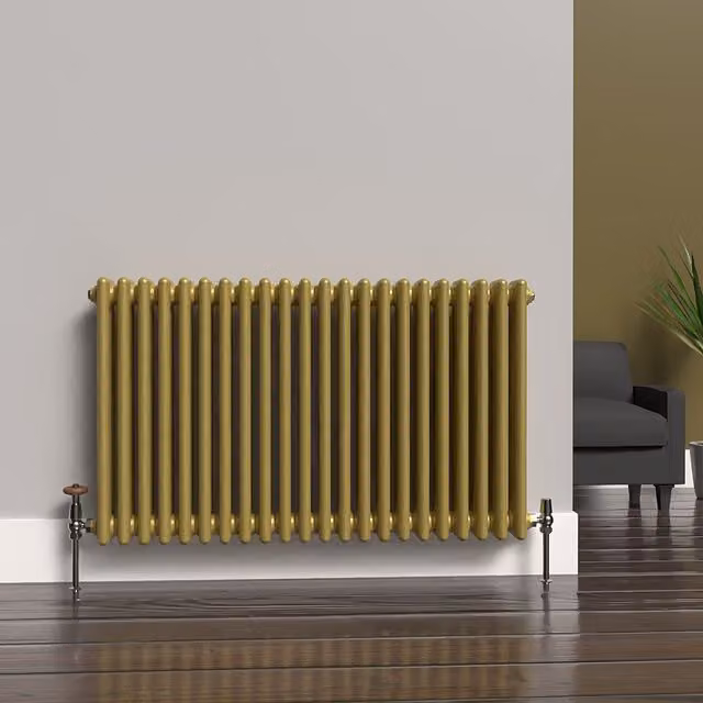 Lux Heat Horizontal 3 Column Steel Radiator in Metallic Gold, W: 101 cm, H: 60 cm