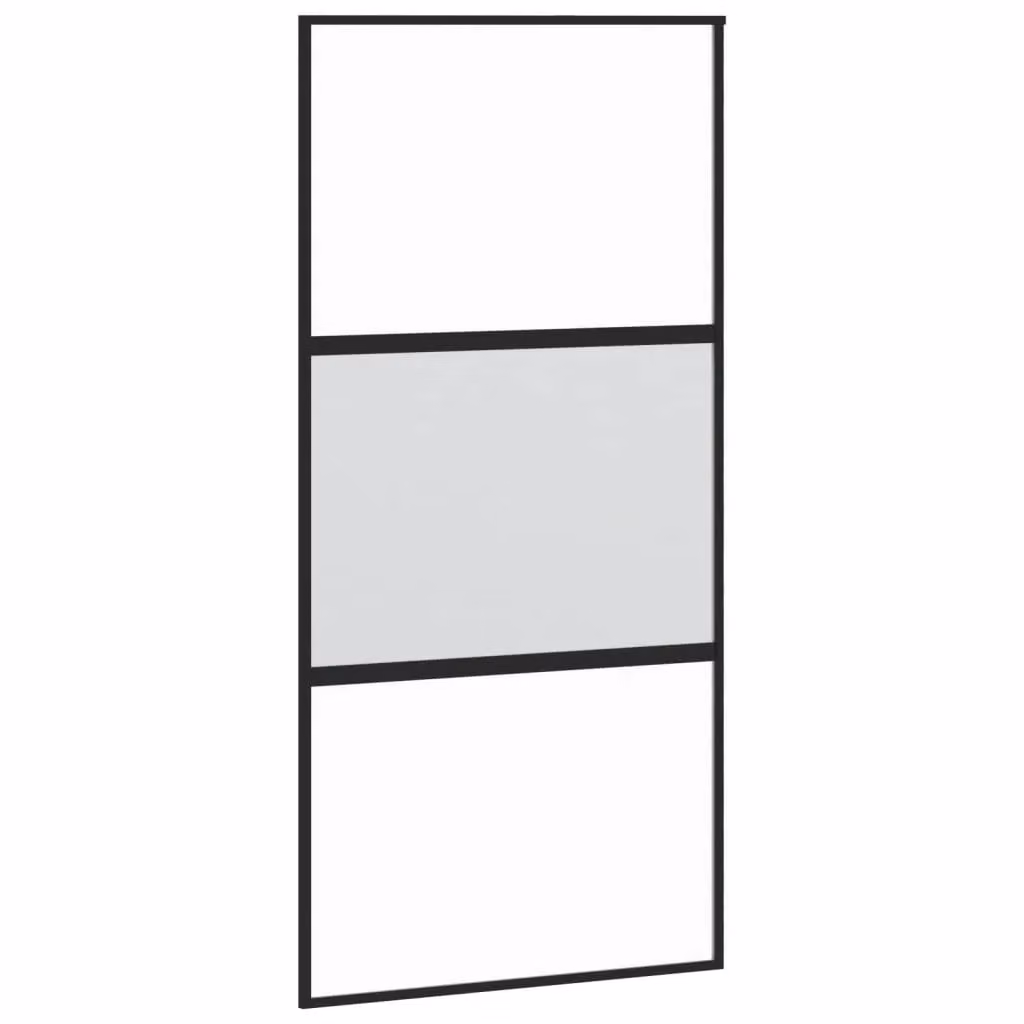 Berkfield Home Modern Sliding Door in Black with Transparent Tempered Glass and Aluminium, W: 102.5 cm, H: 205 cm – 2
