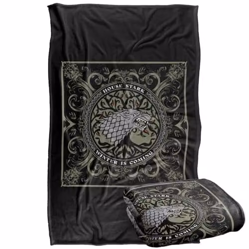 Warner Bros. Game of Thrones House Stark Super Soft Fleece Throw Blanket, Multicolour, W: 91.44 cm, H: 91.44 cm