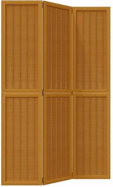 Berkfield Home 3-Panel Room Divider in Brown Solid Wood – 1