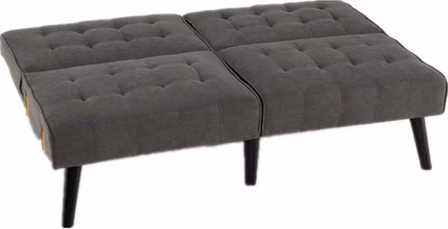 Gymax Convertible Futon Sofa Bed Loveseat with Tufted Backrests, Grey