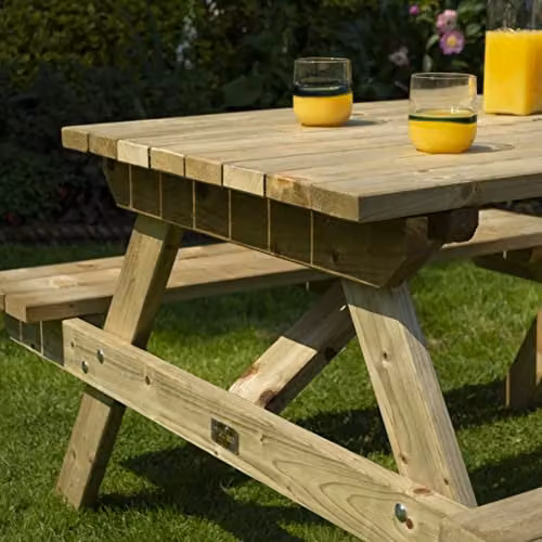Rowlinsons 5ft Picnic Bench in Brown, W/D/H: 150 x 150 x 70 cm – 3