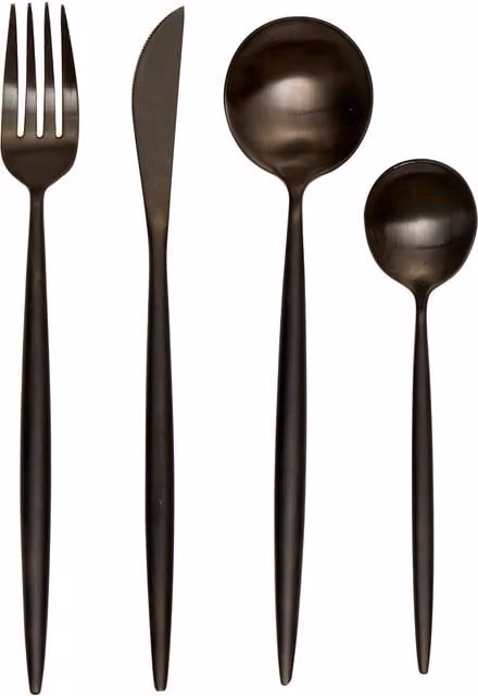 Orsina 16-Piece Matte Black and Silver Stainless Steel Cutlery Set