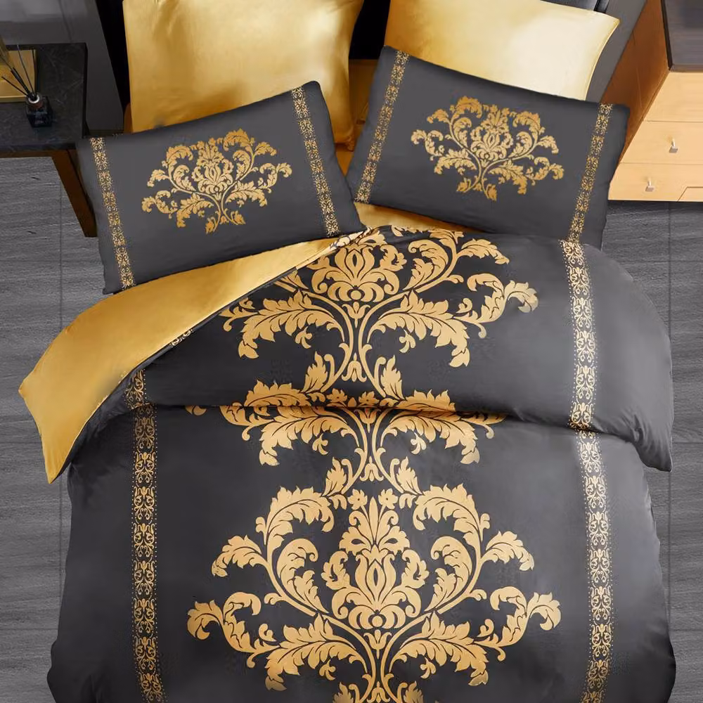 Grace Double Brushed Microfibre King Size Duvet Cover and Pillowcase Set in Gold, W/D/H: 180 x 200 cm – 2
