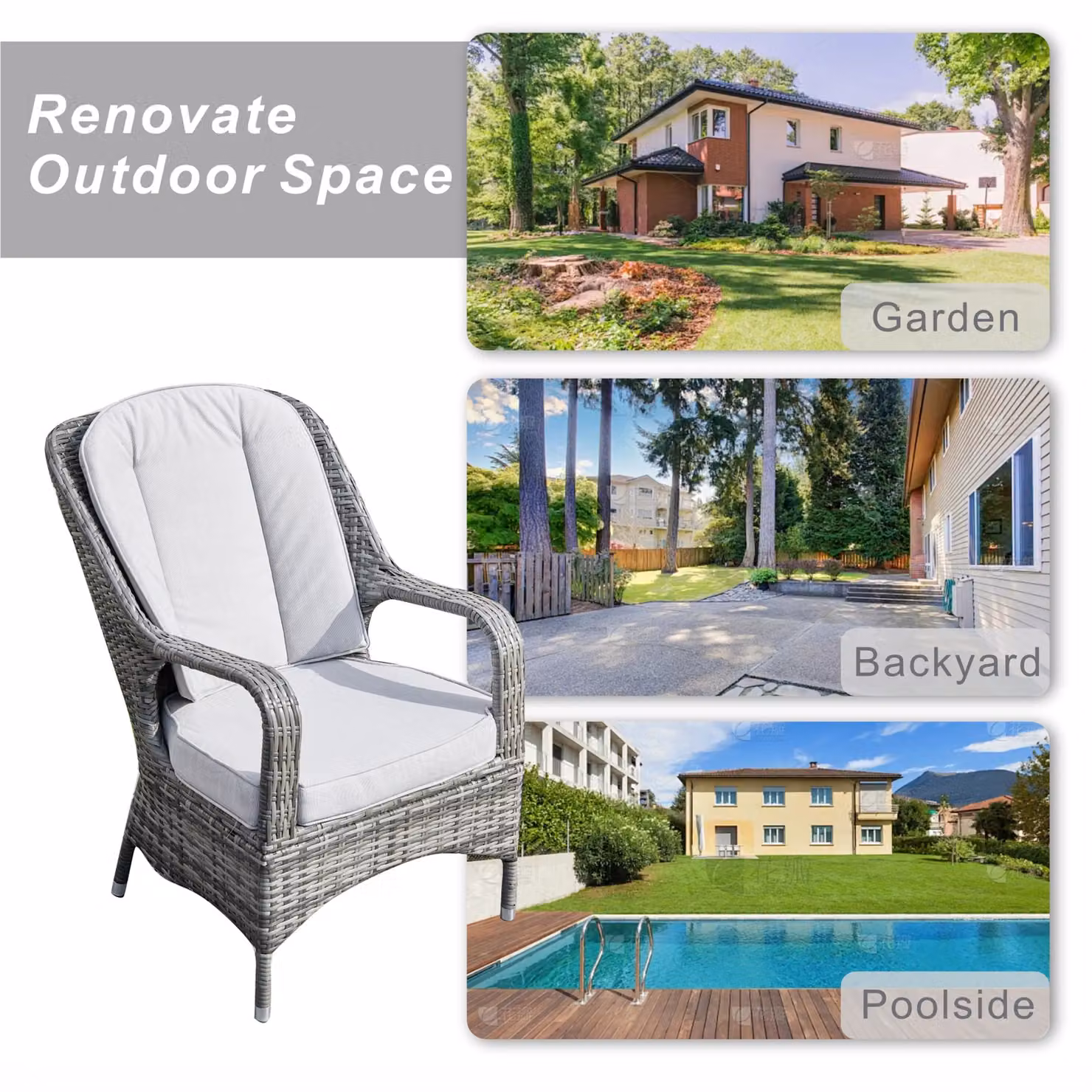 Direct Wicker 2-Piece Grey PE Rattan Outdoor Dining Chairs for Garden and Terrace – 4