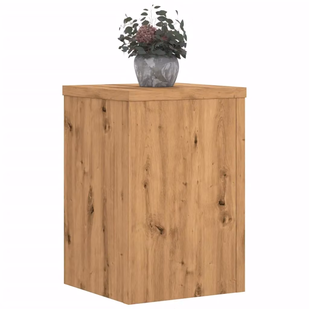 Berkfield Home Set of 2 Artisan Oak Plant Stands in Brown, W/D/H: 20 x 20 x 30 cm – 3