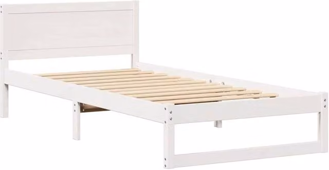 Berkfield Home Single Bed Frame in White Solid Pine Wood