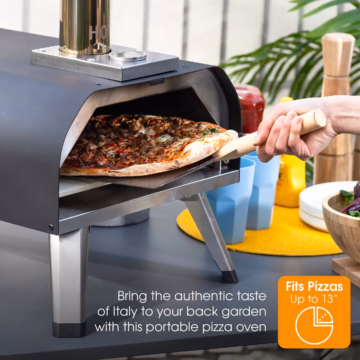 Abode Portable 13 Inch Wood Pellet Pizza Oven and Smoker in Black with Cover and Thermometer – 4