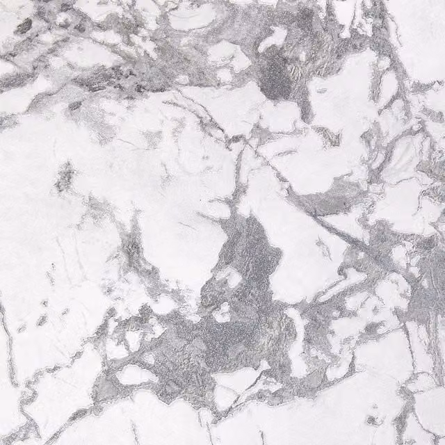 Livingandhome Grey and White Abstract 3D Embossed Marble Non-Woven Wallpaper Roll