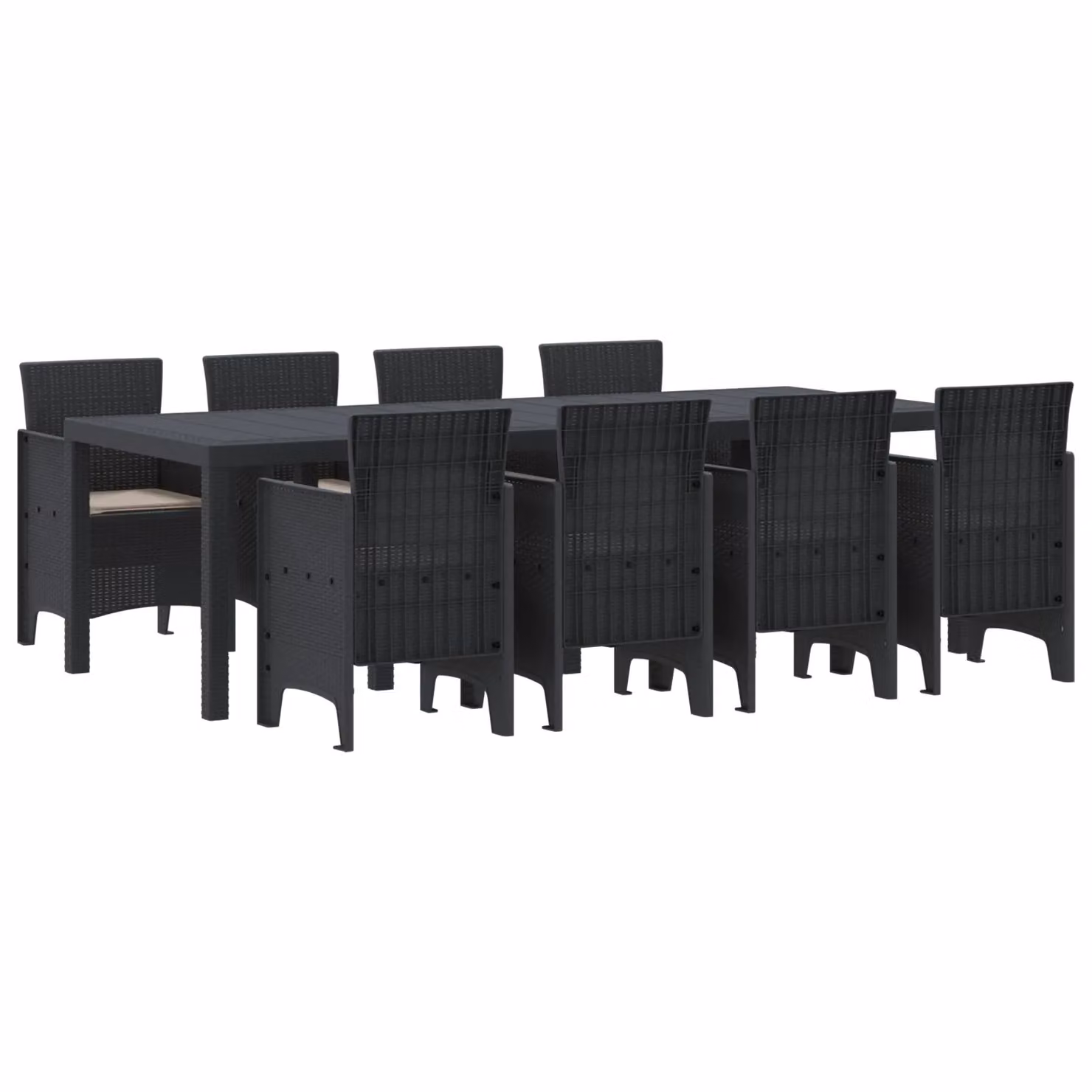 Berkfield Home 9 Piece Anthracite Poly Rattan Garden Dining Set with Black Cushions – 2