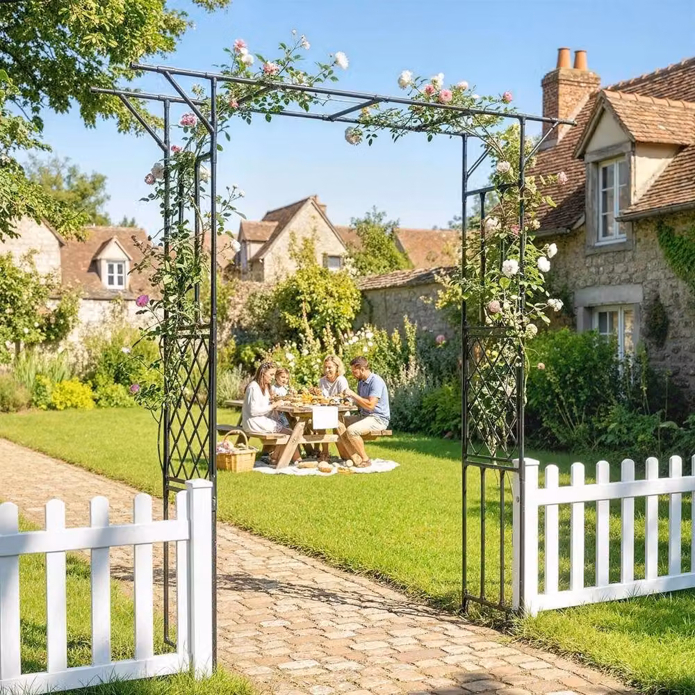 NESTLUNE Black Steel Garden Rose Arch, W/D/H: 180 x 40 x 215 cm – 3