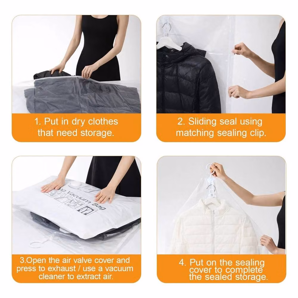 PAWNORA Clear Vacuum Storage Bags, 8 Pieces, W: 70 cm x H: 90 cm – 2