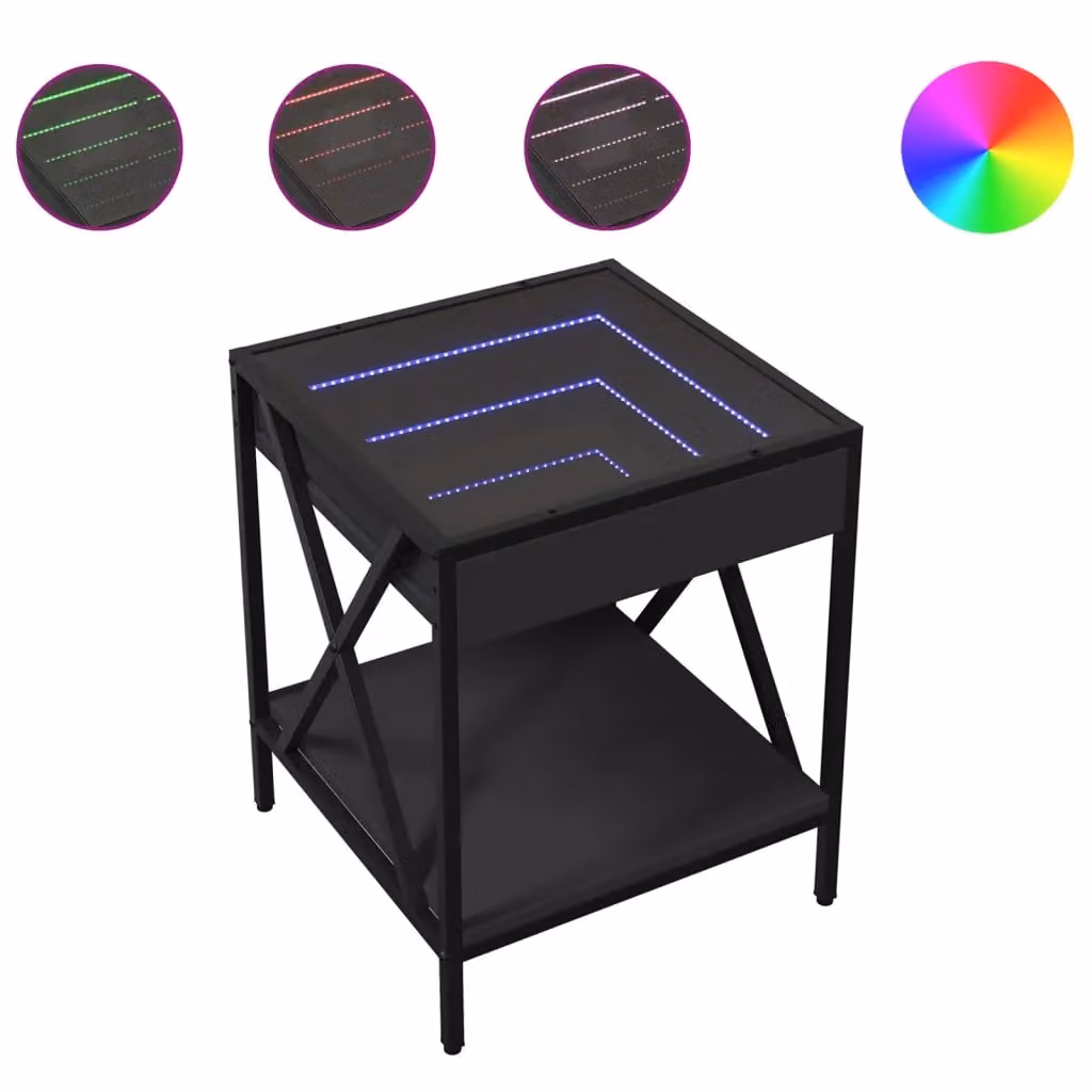 Berkfield Home Infinity LED Coffee Table, Black, W/D/H: 40 x 40 x 49 cm – 2