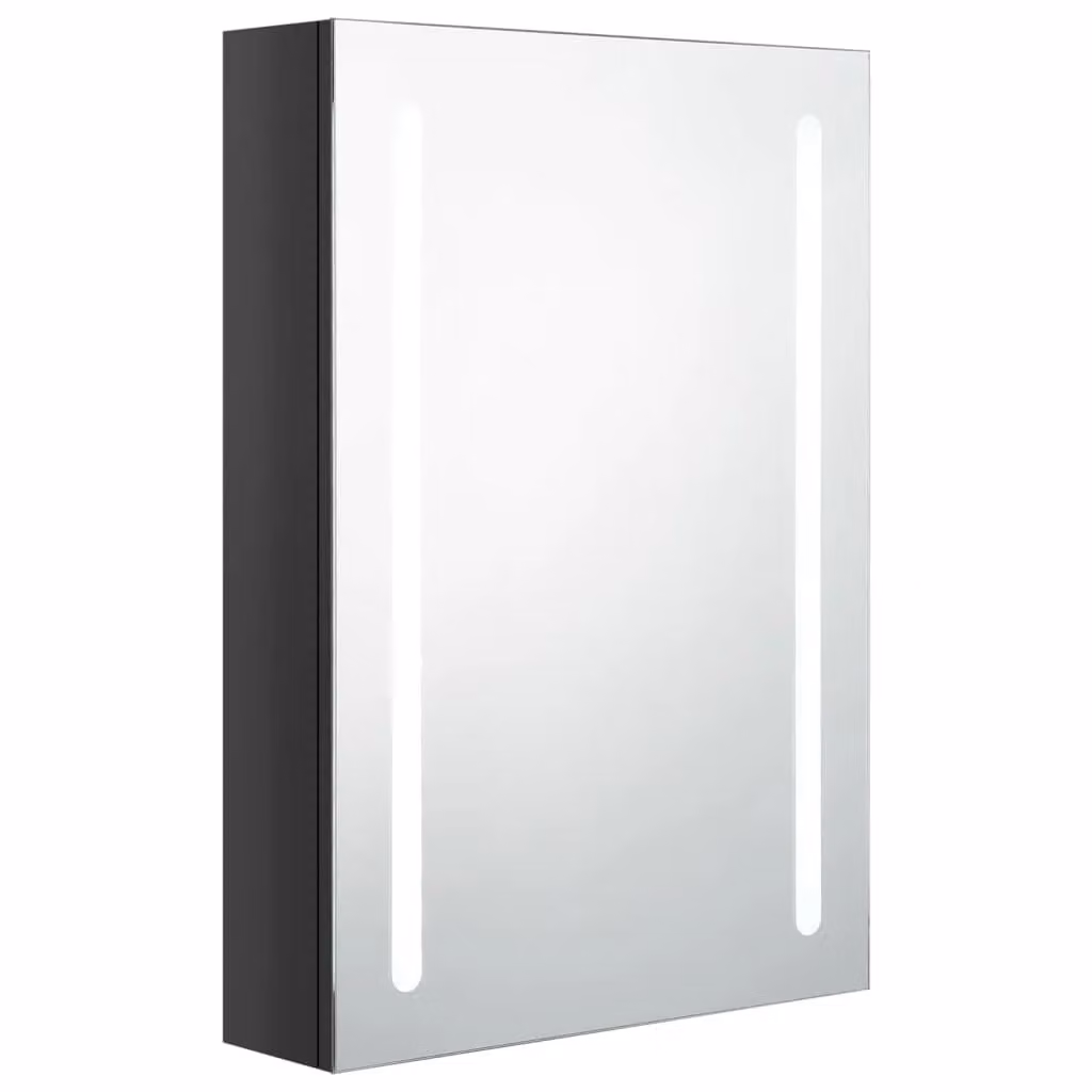 Berkfield Home LED Bathroom Mirror Cabinet in Glossy Black, W/D/H: 50 x 13 x 70 cm – 2