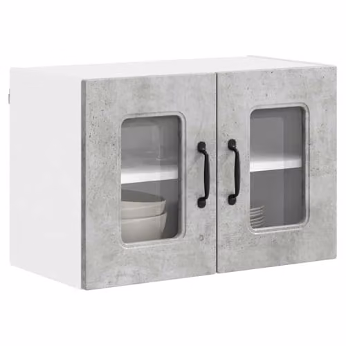 vidaXL Modern Wall Mounted Kitchen Wall Unit with Glass Doors in Grey and White, W/D/H: 60.0 x 40.0 x 31.0 cm