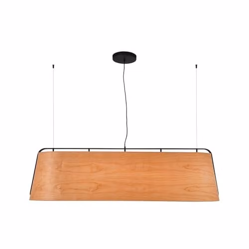 Netlighting Stood 5 Light Bar Pendant Ceiling Light in Black and Brown Wood with E27 Sockets