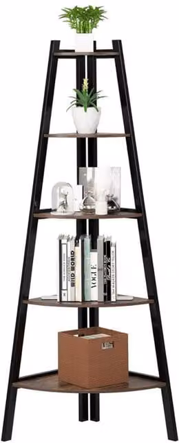 THE HOT SALE Vintage Multi-Purpose Freestanding Corner Stand in Brown and Black