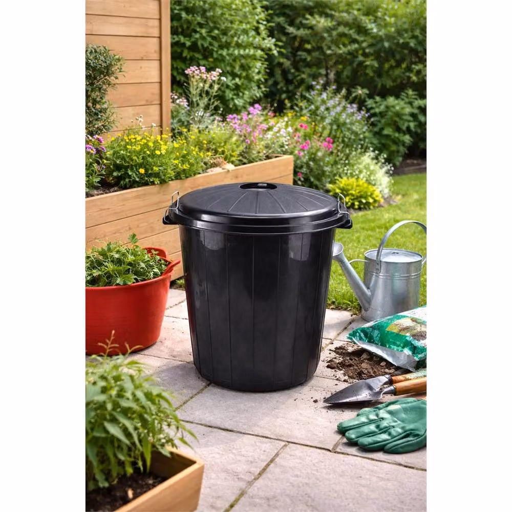 SPETLEK 25L Black Plastic Garden Waste Bin with Flip Lid, W/D/H: 34 x 37 x 34 cm – 4