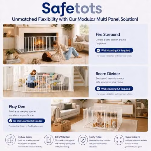 Safetots Premium Extra Tall Room Divider with Door, White, Height: 105 cm, Width: 174 cm – 2