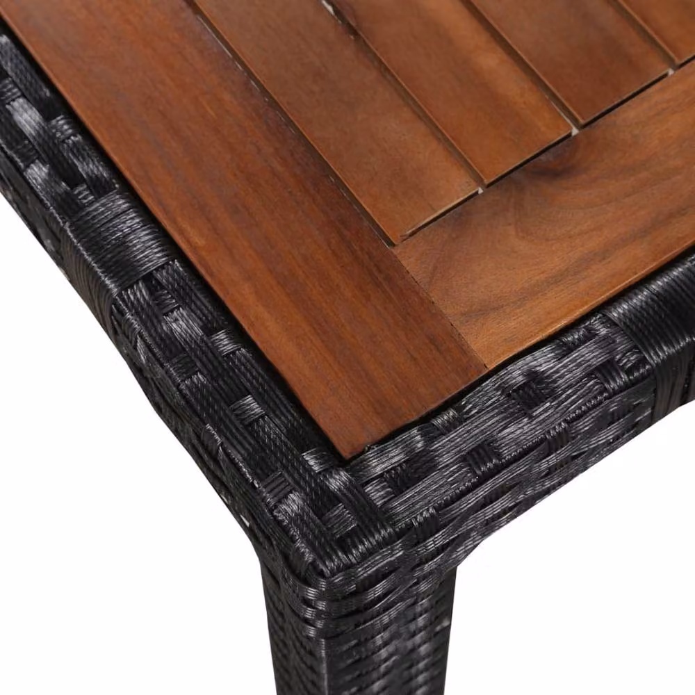 Berkfield Home Beautiful 5 Piece Outdoor Dining Set in Black Poly Rattan and Acacia Wood – 3