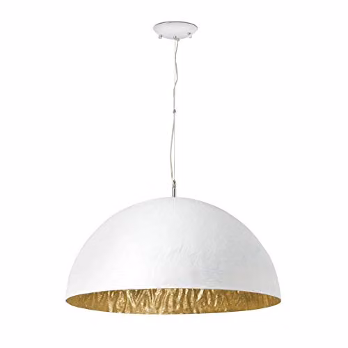Netlighting Magma 3-Light Dome Ceiling Pendant in White and Gold/Brass with E27 Sockets