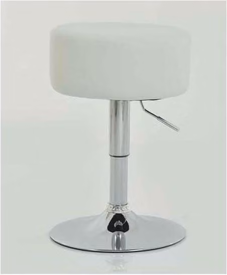 Netfurniture Low Small Bar Stool in White Synthetic Leather with Metal Frame