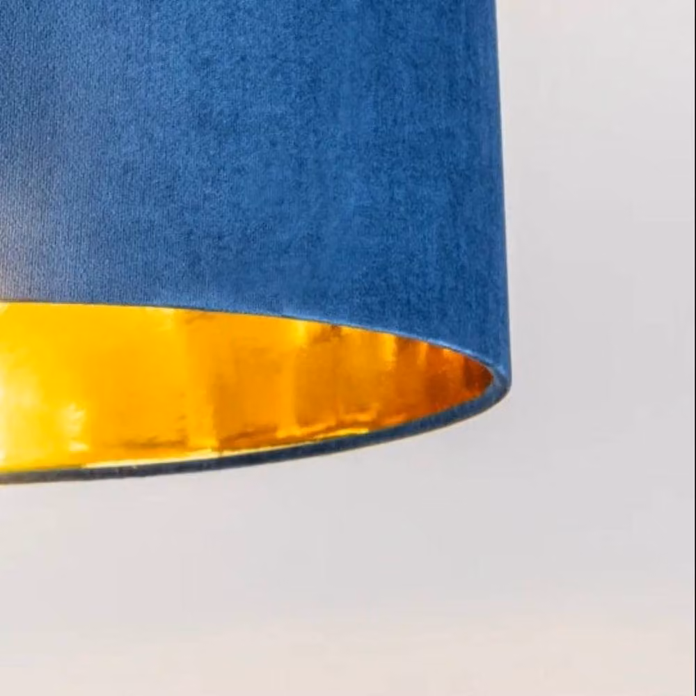 CGC Lighting Kyra Cream Angled Floor Lamp with 45cm Navy Velvet Lampshade – 2