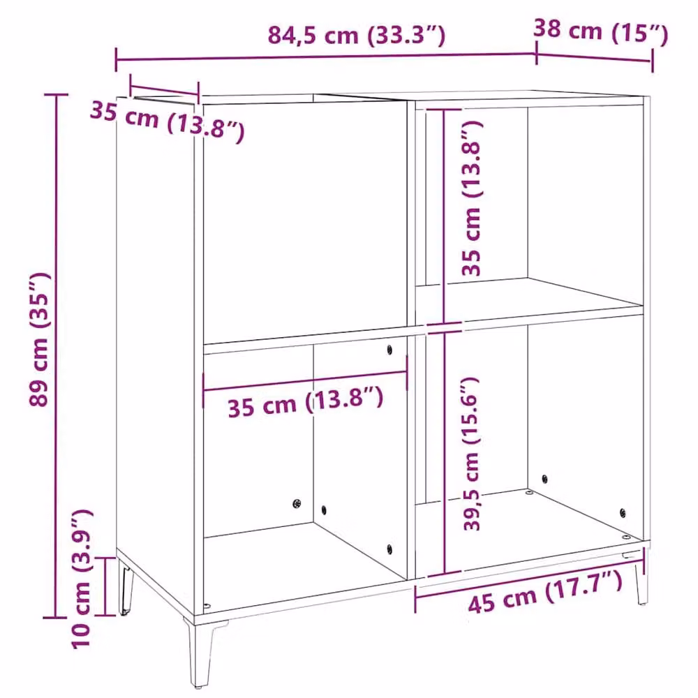 Berkfield Home Record Cabinet in Concrete Grey, W/D/H: 84.5 x 38 x 89 cm – 3