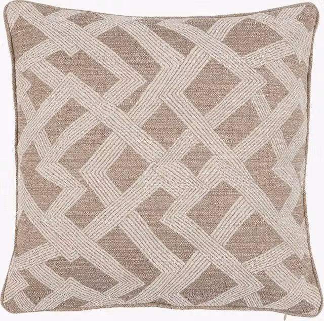 Perch & Parrow Cairo Jacquard Square Cushion in Beige and Sand