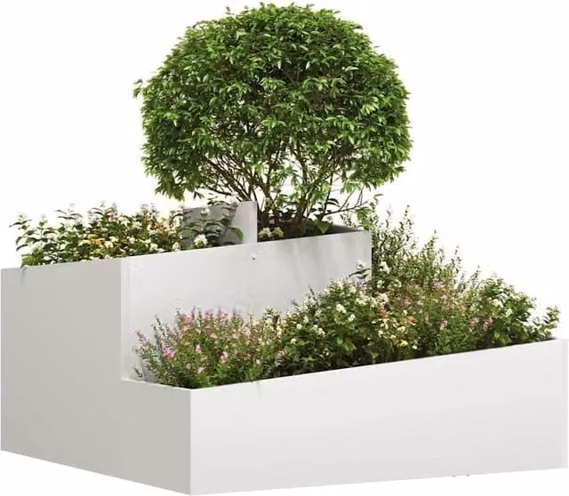 Berkfield Home White Steel Planter Tub W/D/H: 80 x 80 x 50 cm