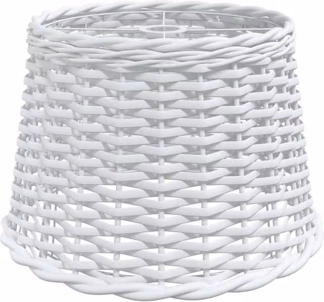 Berkfield Home White Wicker Ceiling Lamp Shade, W/D/H: 40 x 40 x 26 cm