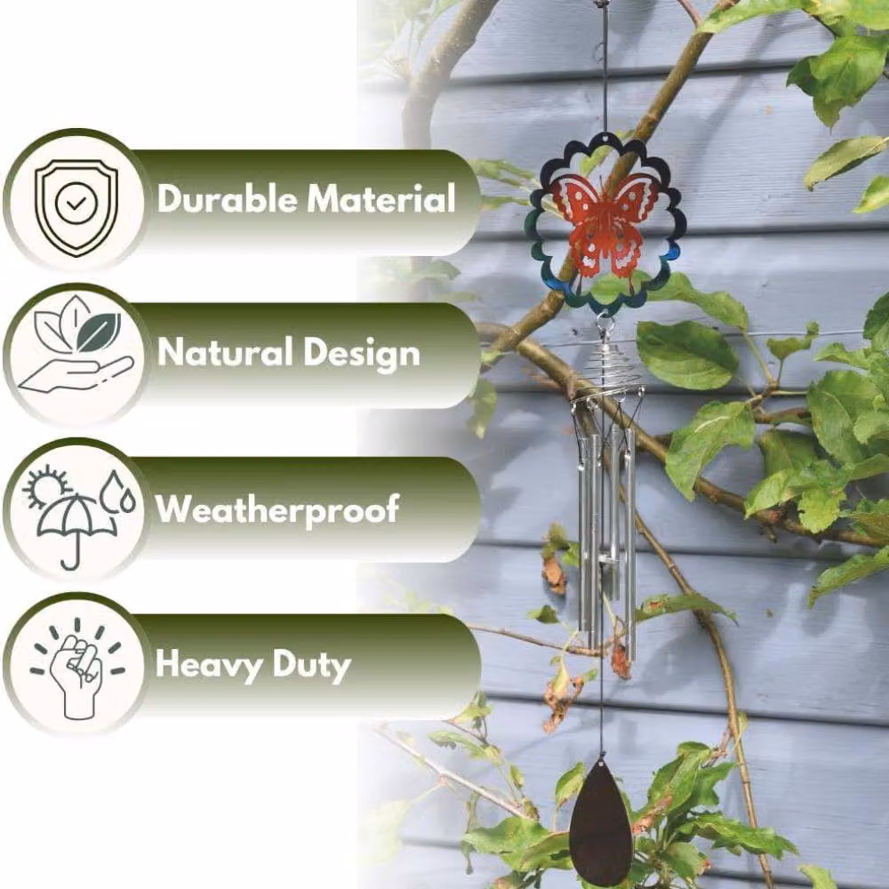 Marco Paul Butterfly Hanging Windchime in Multicolour Metal – 3