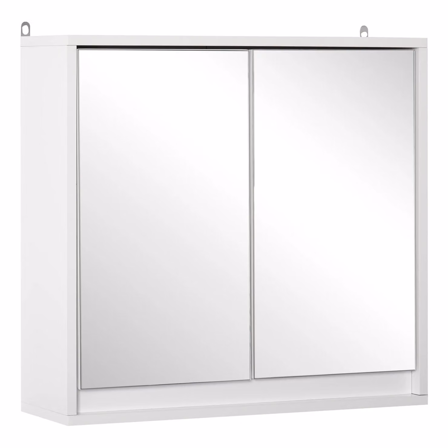HOMCOM White Wall Mounted Bathroom Mirror Cabinet with Glass Doors and Internal Shelves – 2