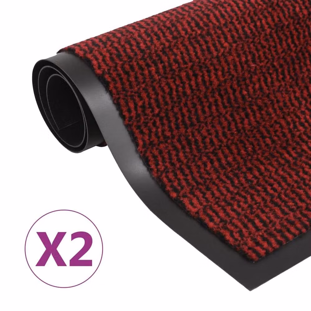 Berkfield Home Durable Dust Control Mats, 2 Pack, Red, Rectangular, W: 60 cm, D: 90 cm, H: 5.5 cm – 2