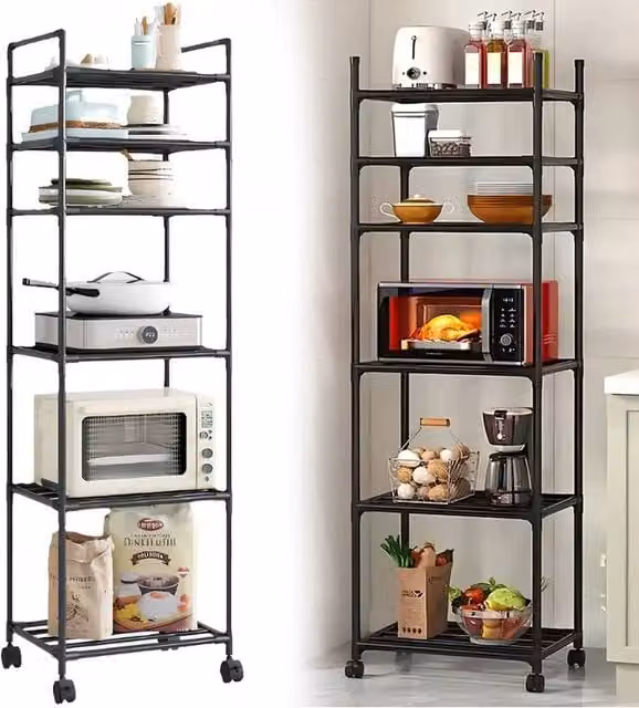 Kelvenix 6 Tier Heavy Duty Metal Storage Rack in Matt Black