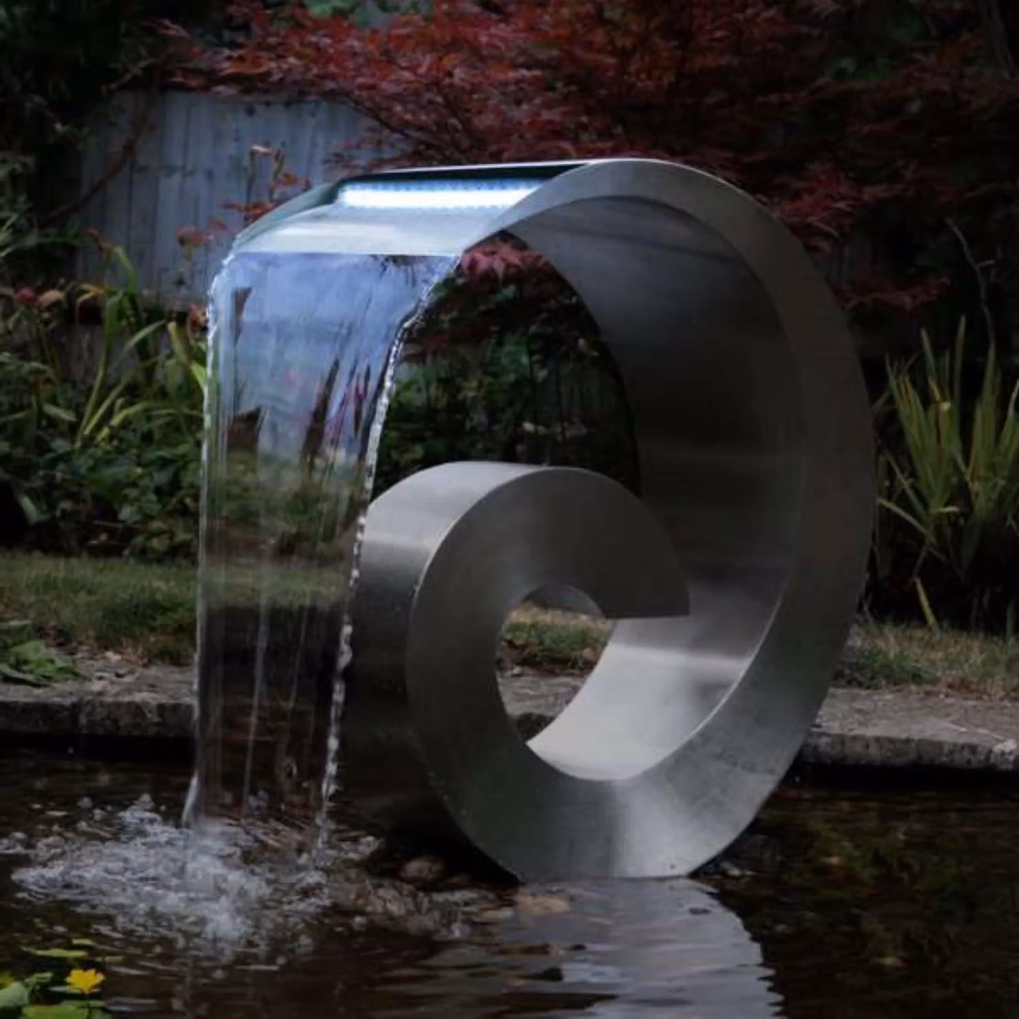 Primrose Atlantis Cascading Stainless Steel Water Feature with Lights, Metallic Silver, Height: 65 cm – 3